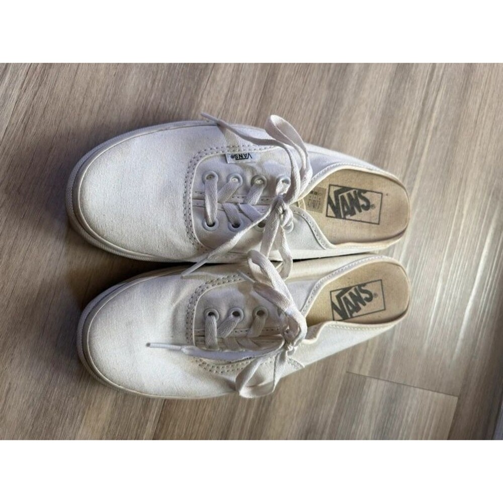 Vans White Canvas Slip-On Mules Size 7